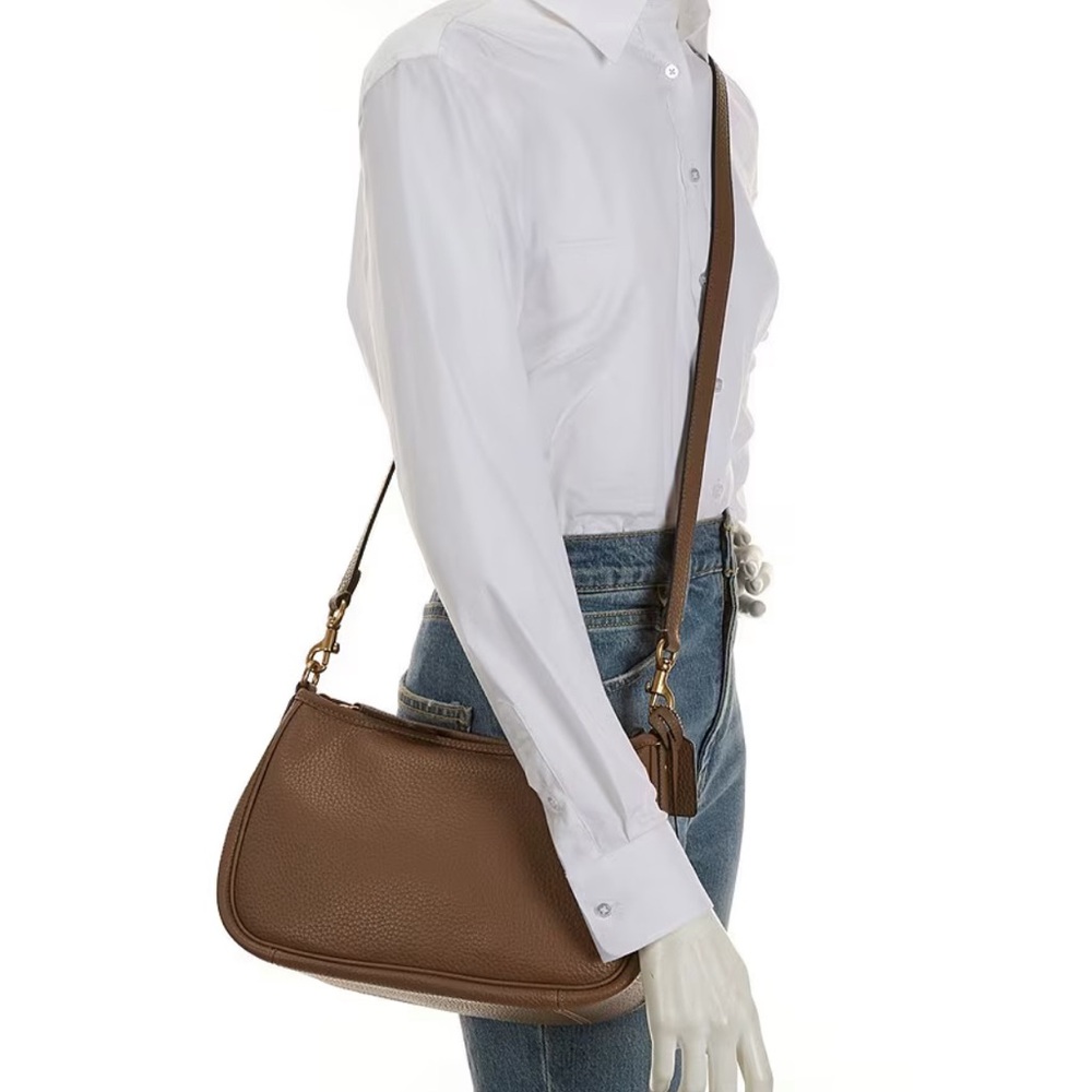 Coach Cary Pebble Leather Crossbody Shoulder Bag Dark Stone